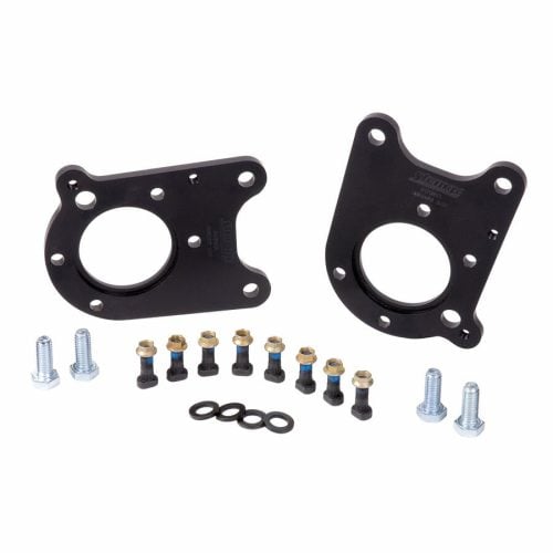 B1706NCB-Strange Brake Adapter Kit  Adapts 05-14 Mustang OEM Brakes to Late Big Ford Ends  For Use with Ball Style Axle Bearings