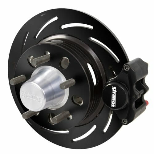 Strange Pro II M/D Front Brake Kit | Strange Aluminum  Struts - 4 3/4" BC | 2 Pc Rotors, 2 Piston Calipers & Semi Metallic Pads