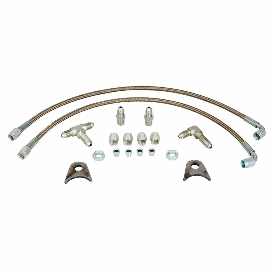 P2383-Drag Race Door Car Front Plumbing Kit  With 3 AN Braided Stainless Steel Lines & Fittings