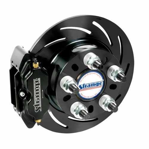 B1722WCM-Strange Pro Series Rear Brake Kit  For 05-14 Mustang OEM Ends using Strange Eliminator Kit  With Slotted Rotors, Four Piston Calipers & Hard Metallic Pads