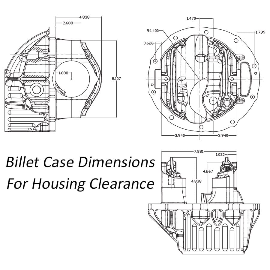 3.812" Billet Case and Support Package | With Taper / Ball Bearing Pinion Support | For 10" Development 35 Spline Pro Gears - Image 2