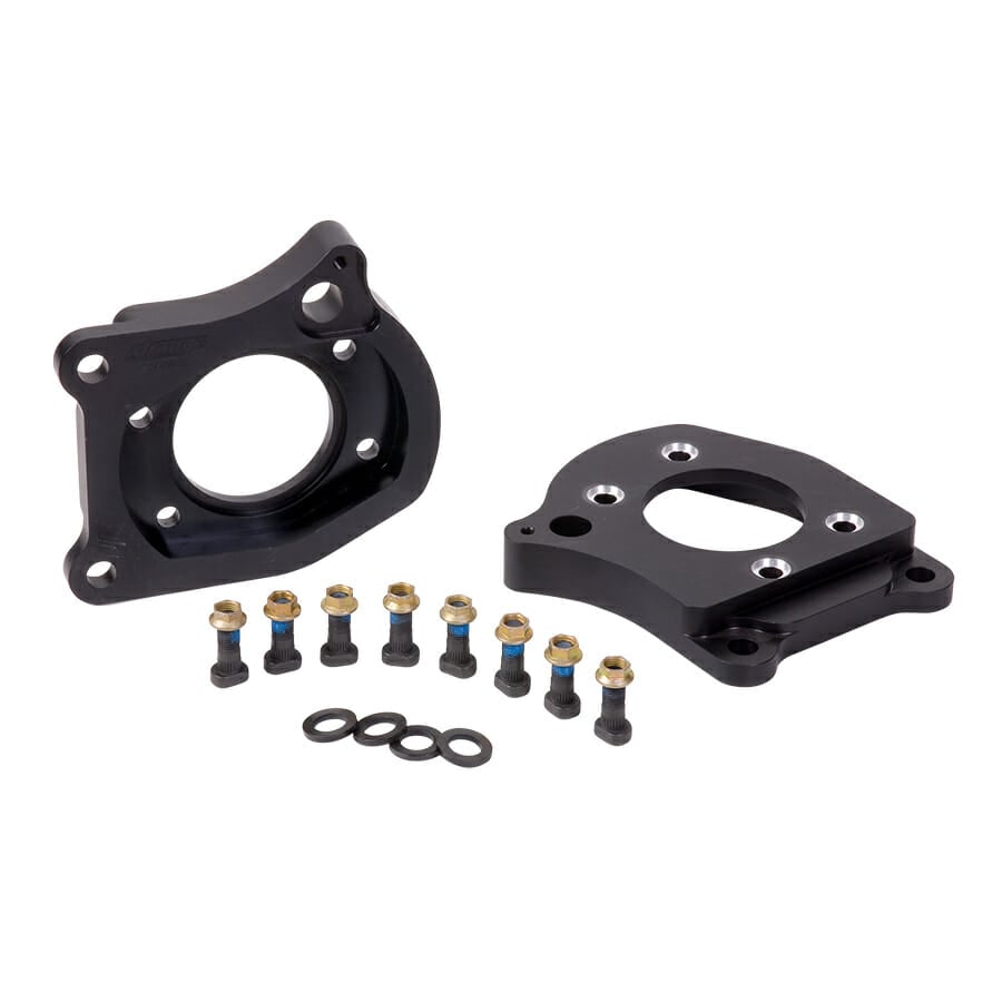 B1706MCC-Strange Brake Adapter Kit  Adapts 94-04 Mustang Cobra Brakes to Late Big Ford Ends  For Use with Tapered Axle Bearings