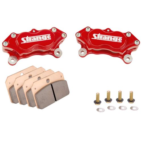 B1953-RD-Pro Series 4 Piston Red Billet Caliper Kit   With High Temp Metallic Brake Pads & Mounting Hardware