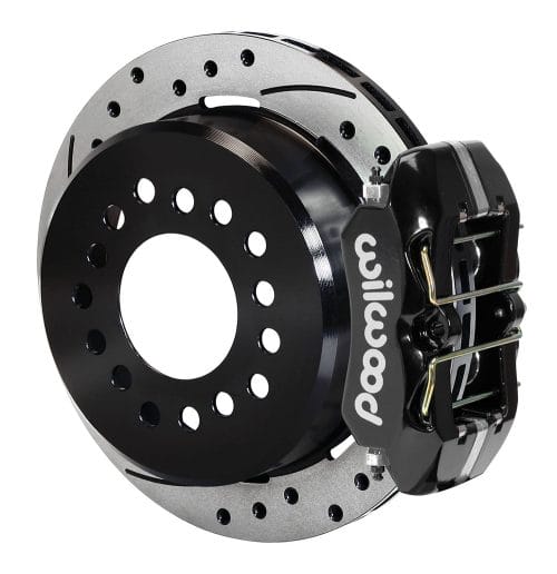 Wilwood 11" Street / Street & Track Rear Brake Kit | With Vented/Drilled/Slotted Rotors & Black Calipers | Fits Late Big Ford Housing Ends Using Staggered Shocks